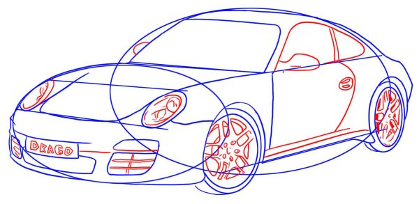 Поэтапное рисование Порше