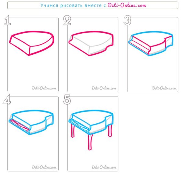 Нарисовать рояль пошагово