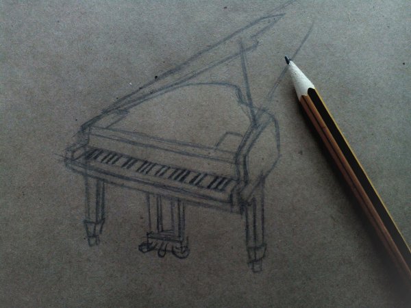 Поэтапное рисование рояля