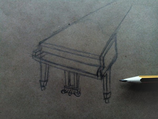 Нарисовать рояль карандашом поэтапно