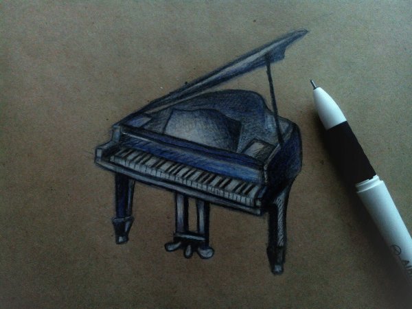Живопись карандашом рояль