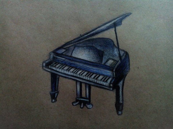 Нарисовать рояль карандашом