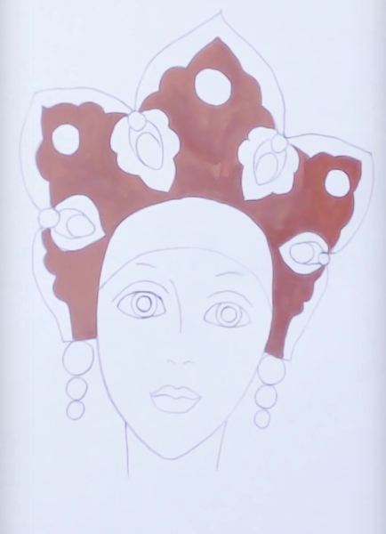 Рисование кокошника