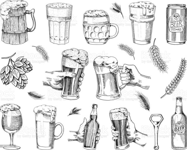 Пиво в стакане скетч