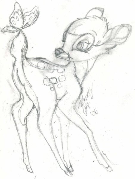 Тату олень Бэмби эскиз