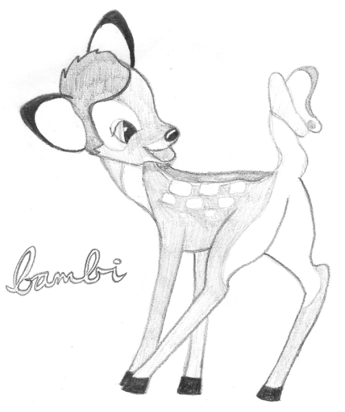 Пошаговое рисование Бемби