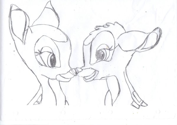 Бэмби карандашом для срисовки