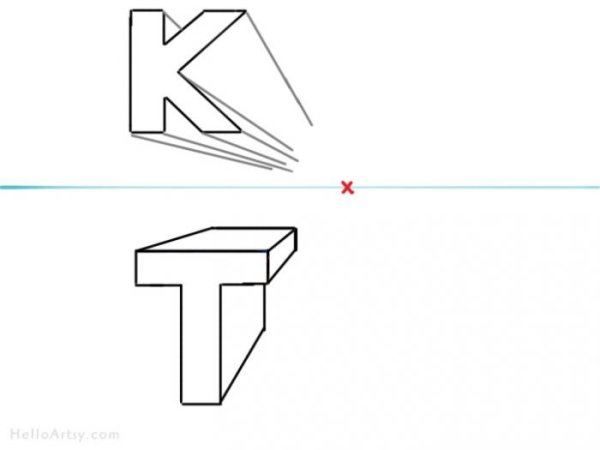 3д буквы в перспективе