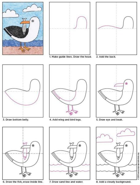 Поэтапное рисование Чайки