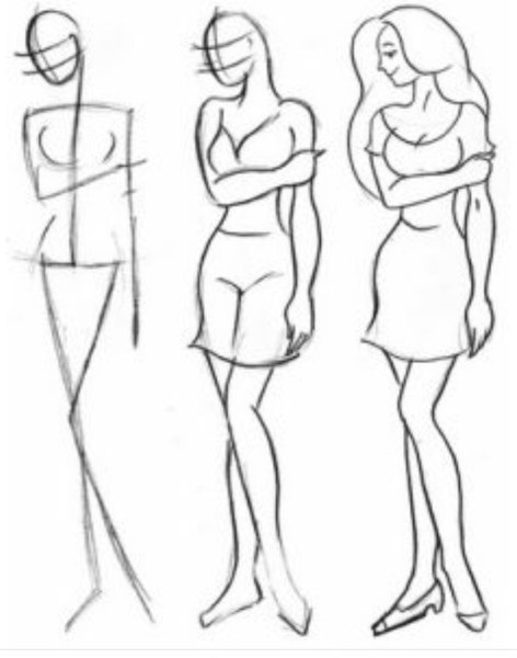 Поэтапное рисование человечков