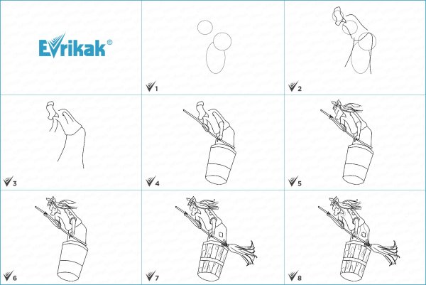 Баба Яга рисунок поэтапно