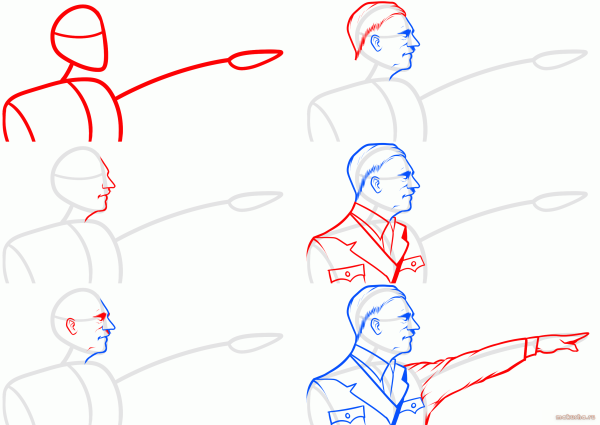 Поэтапное рисование военного человека