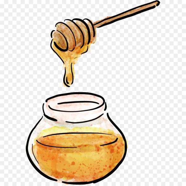 Ложка с медом на прозрачном фоне