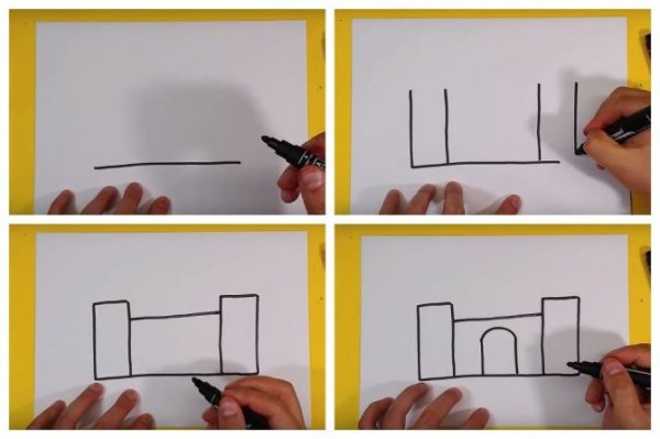 Поэтапное рисование замка