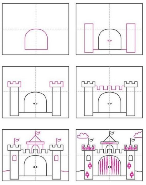 Замок пошаговое рисование