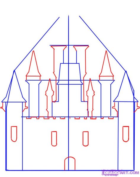 Поэтапное рисование замка
