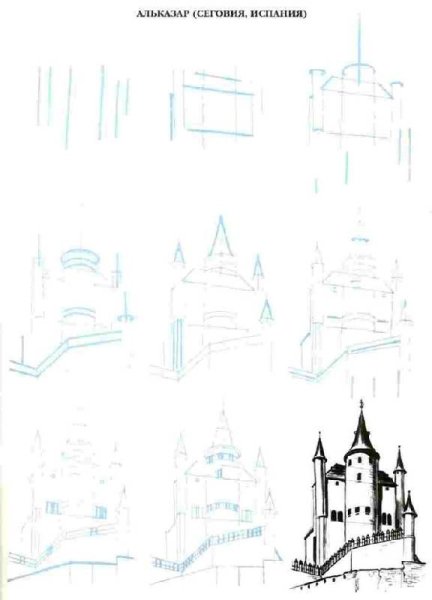 Замок рисование в перспективе