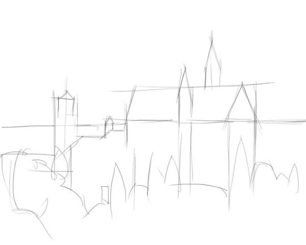 Изумрудный город карандашом