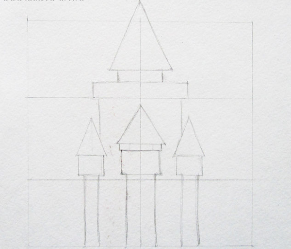 Поэтапное рисование замка