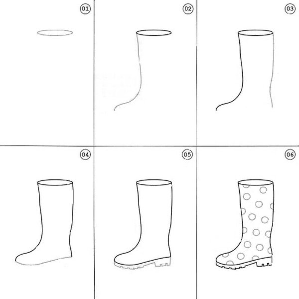 Поэтапное рисование сапога