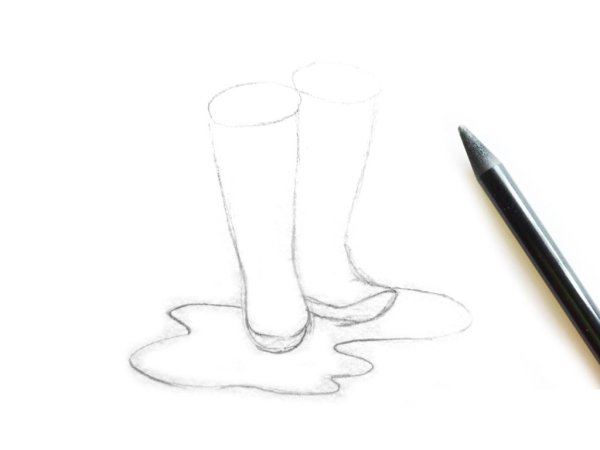 Фото нарисованных резиновых Сапогов на бумаге