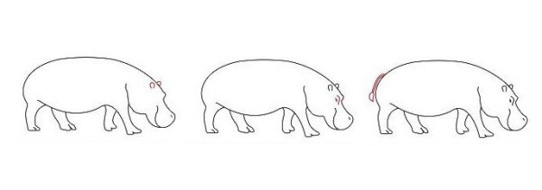 Поэтапное рисование бегемота