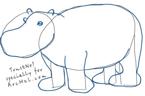 Бегемот поэтапное рисование для детей