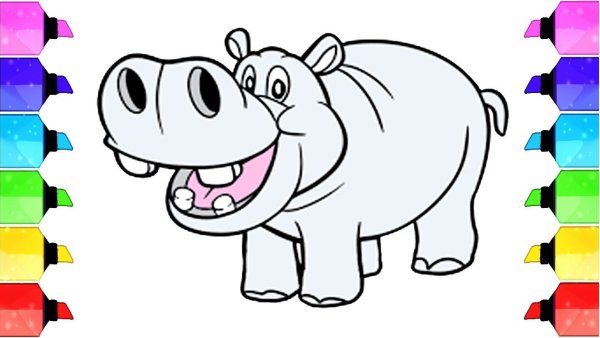 Бегемот поэтапное рисование для детей