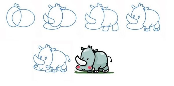 Бегемот поэтапное рисование для детей