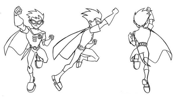 Раскраска юные Титаны Робин