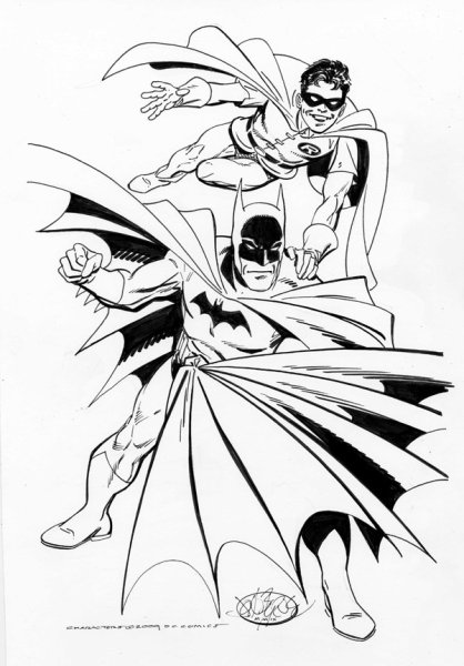 Раскраска герои Бэтмен Робин