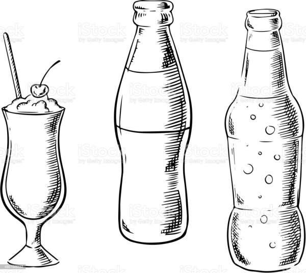 Нарисованные бутылки с напитками