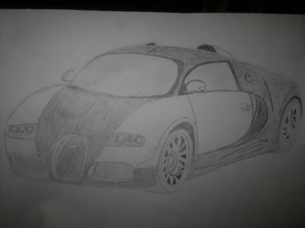 Бугатти Вейрон карандашом поэтапно