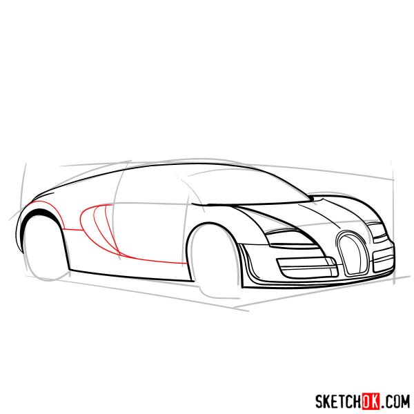 Нарисовать поэтапно Бугатти Вейрон