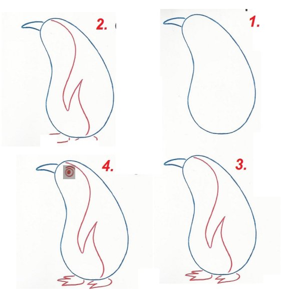 Поэтапное рисование пингвина
