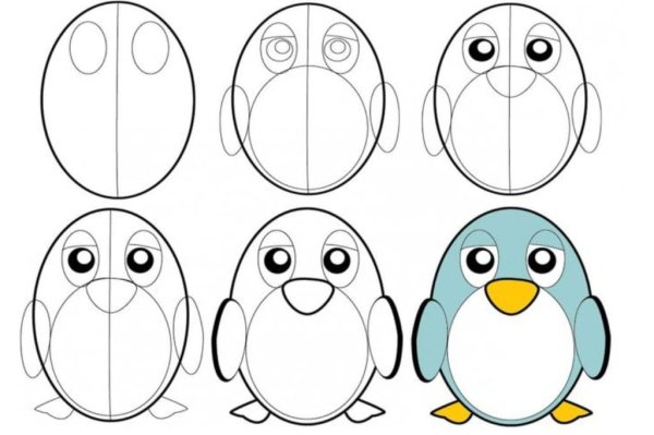 Схема рисования пингвина
