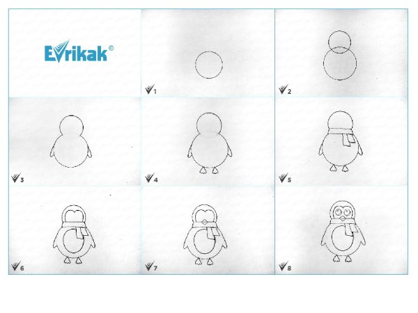 Поэтапное рисование пингвина для дошкольников