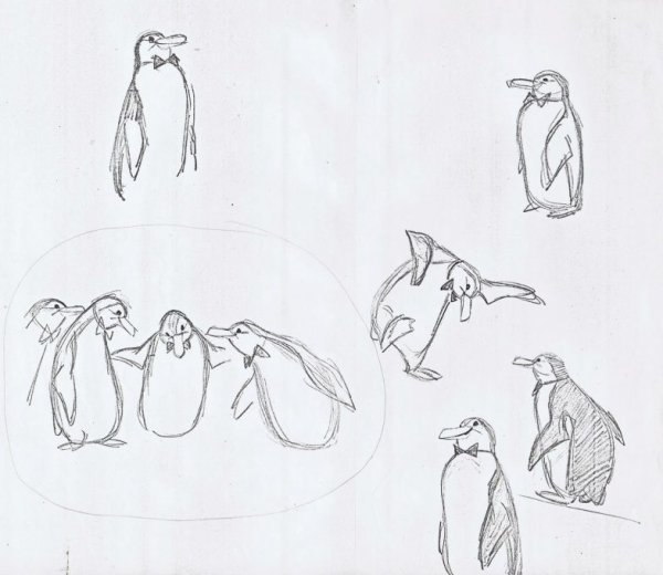 Милые пингвины рисунки карандашом для начинающих