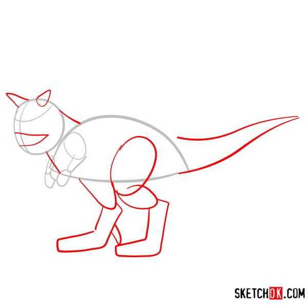 Поэтапный рисунок карнотавра