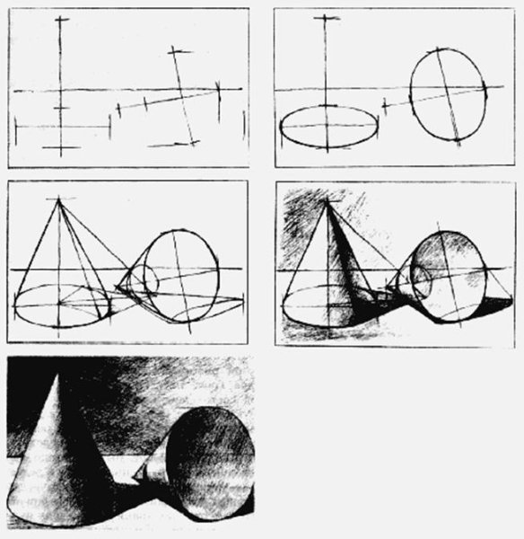 Этапы рисования геометрических тел