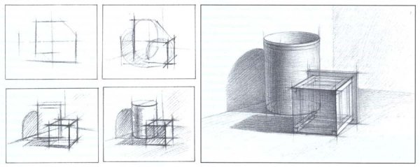 Рисунок карандашом построение поэтапно