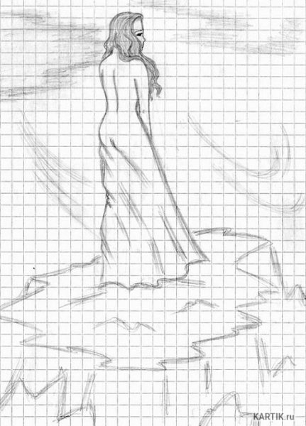 Девушка в клетке карандашом