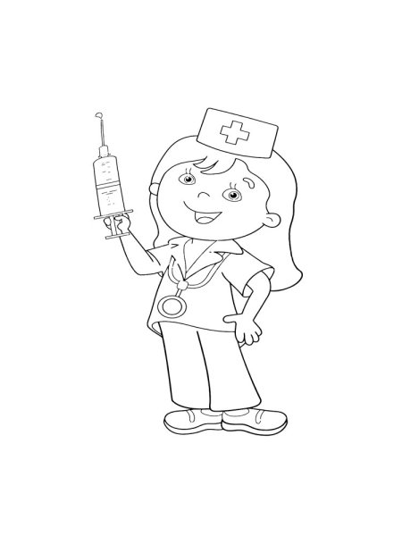 Раскраска медсестра для детей