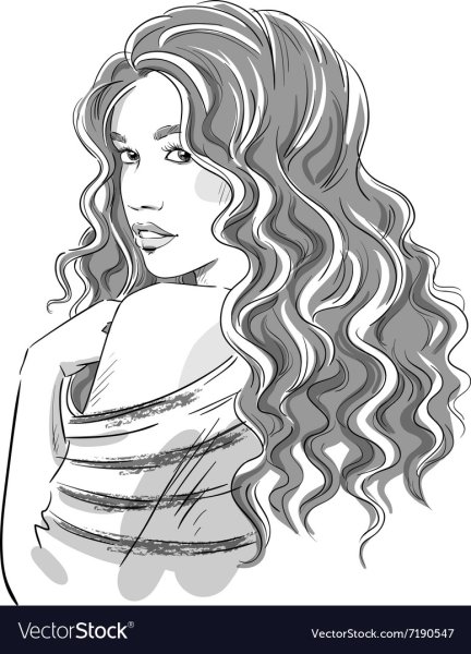 Кудрявые волосы карандашом