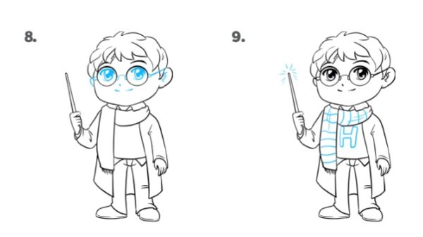 Гарри Поттер рисовать поэтапно