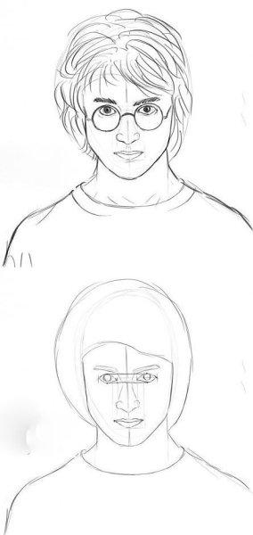 Нарисовать портрет Гарри Поттера карандашом