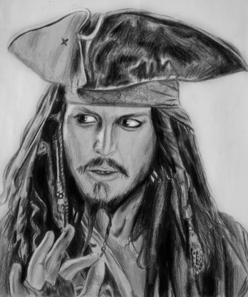 Джек Воробей карандашом поэтапно