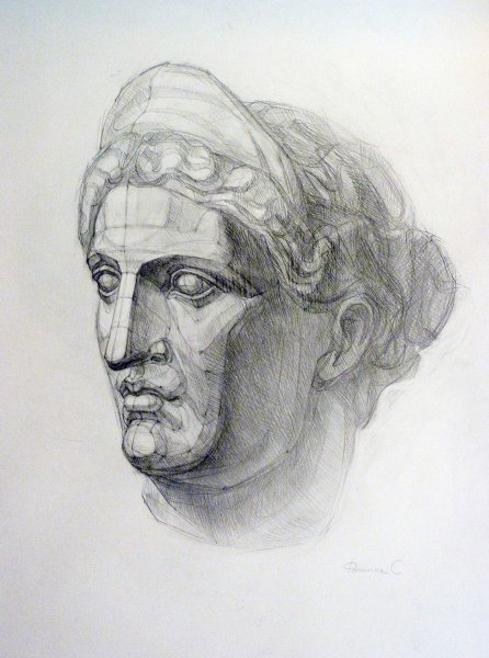 Гипсовая голова Афродиты построение