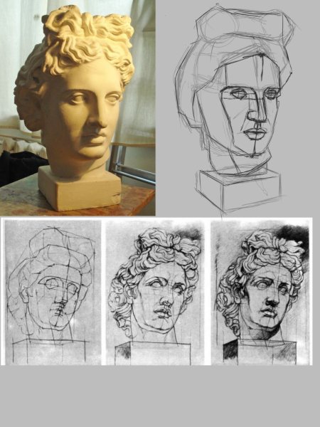 Гипсовые головы для рисования Аполлон