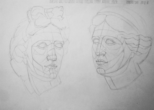 Гипсовая голова Дианы построение